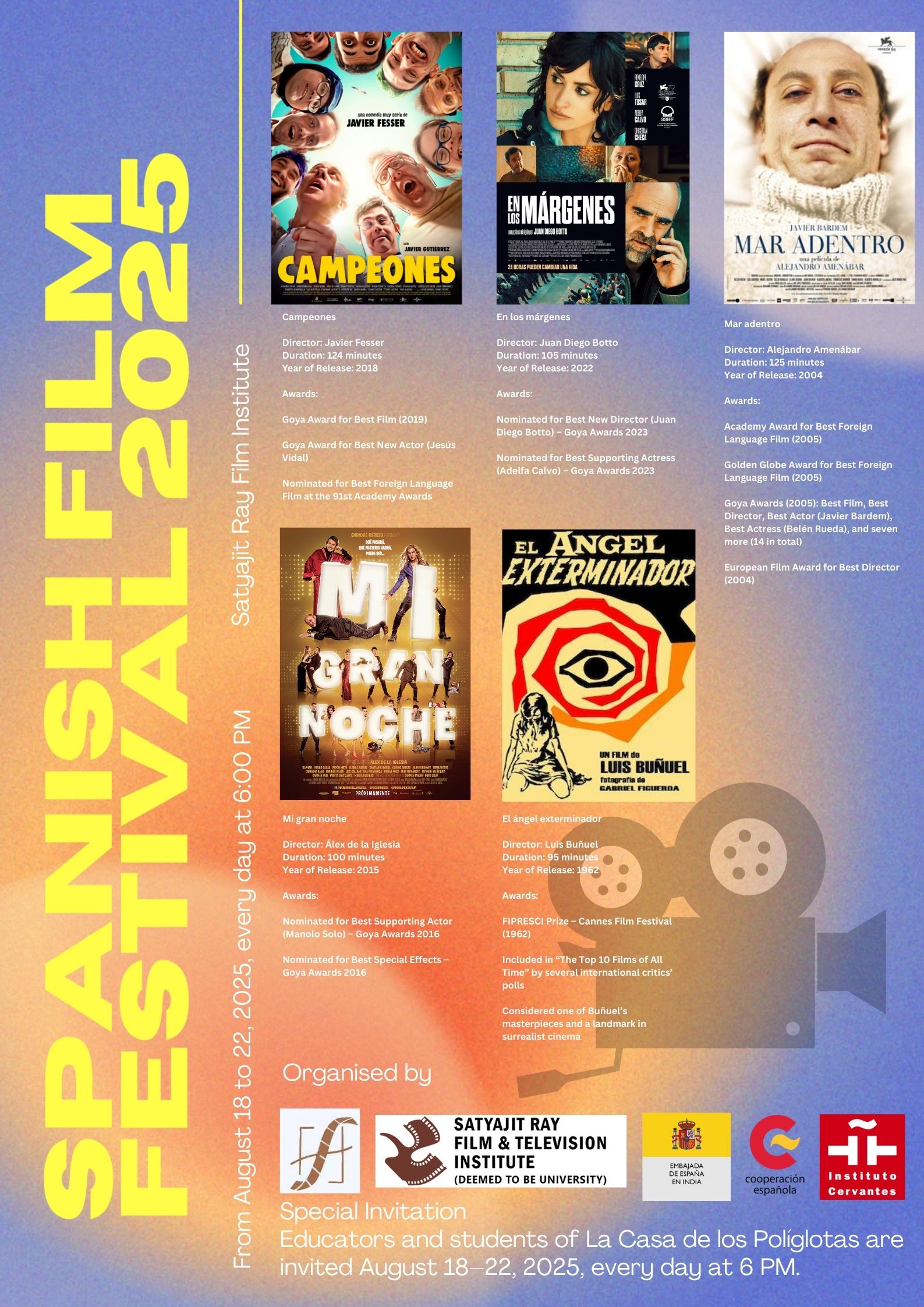 Spanish Film Festival 2025 at SRFTI: Five Days of Cinematic Magic